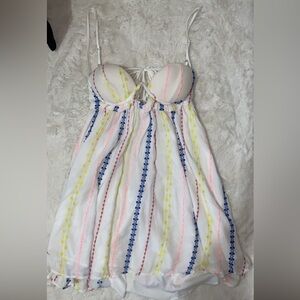 Sky to Moon White Dress with Vibrant Stripes
